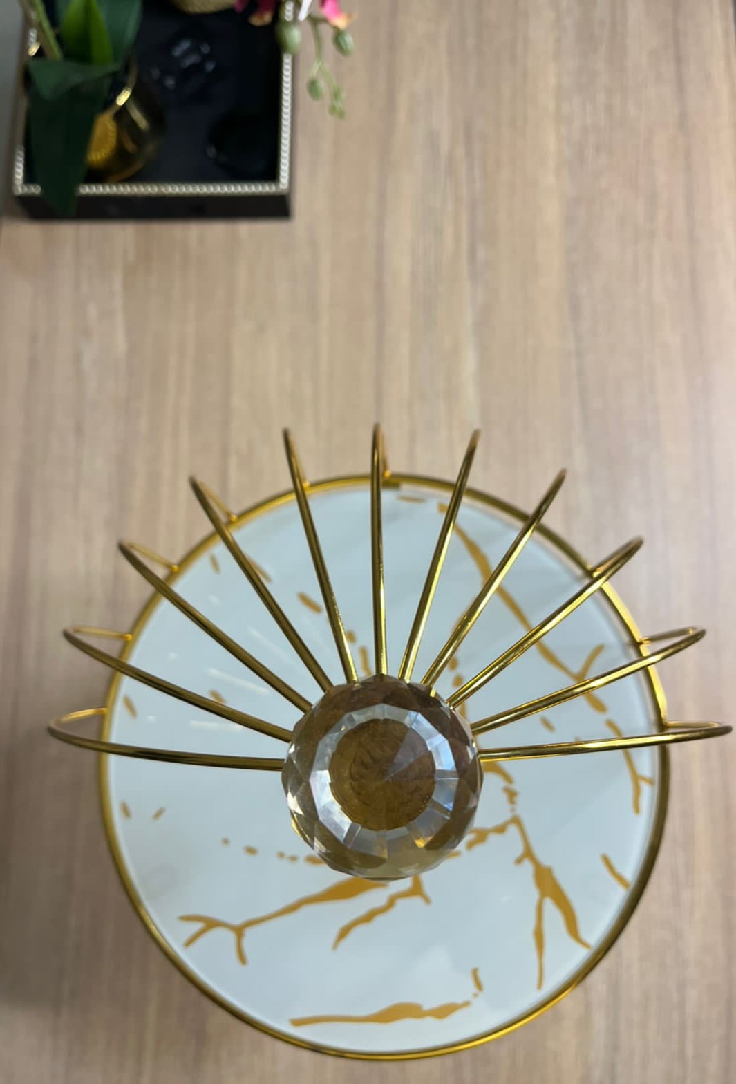 Support de Rangement en Fer et Marbre – Organisateur Antique en Forme de Cage à Oiseaux, Finition Or