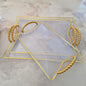 Lot de 3 Plateaux Transparents avec Manches en Perles Dorées
