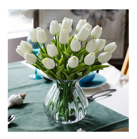 🌷 Bouquet de Tulipes Artificielles – Blanc Élégant