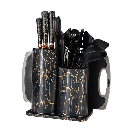 Set complet d’ustensiles et couteaux de cuisine – Design marbré élégant
