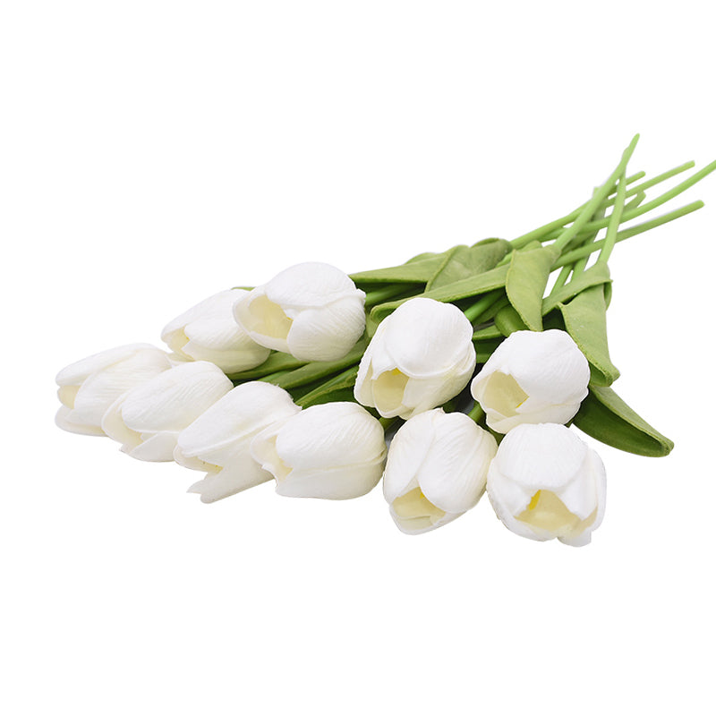 🌷 Bouquet de Tulipes Artificielles – Blanc Élégant