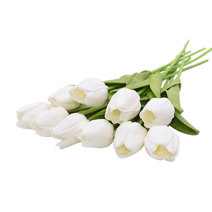 🌷 Bouquet de Tulipes Artificielles – Blanc Élégant