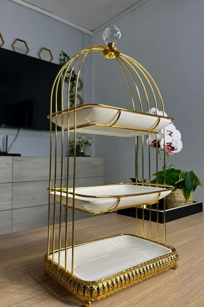 Présentoir à Dessert en Forme de Cage à Oiseaux – Élégant et Raffiné pour Tous Événements