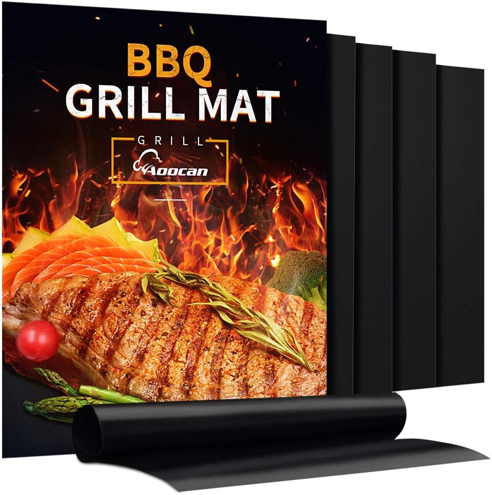 Lot de 2 Tapis de Barbecue Antiadhésifs – Résistants à la Chaleur et au Lave-Vaisselle, 40 x 33 cm, Réutilisables et Faciles à Nettoyer pour Barbecue à Gaz, Électrique et Charbon de Bois