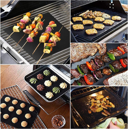 Lot de 2 Tapis de Barbecue Antiadhésifs – Résistants à la Chaleur et au Lave-Vaisselle, 40 x 33 cm, Réutilisables et Faciles à Nettoyer pour Barbecue à Gaz, Électrique et Charbon de Bois