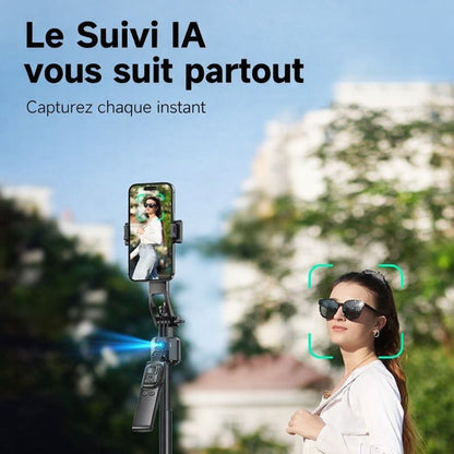 Stabilisateur IA 360° avec Suivi Automatique – Trépied Extensible 64