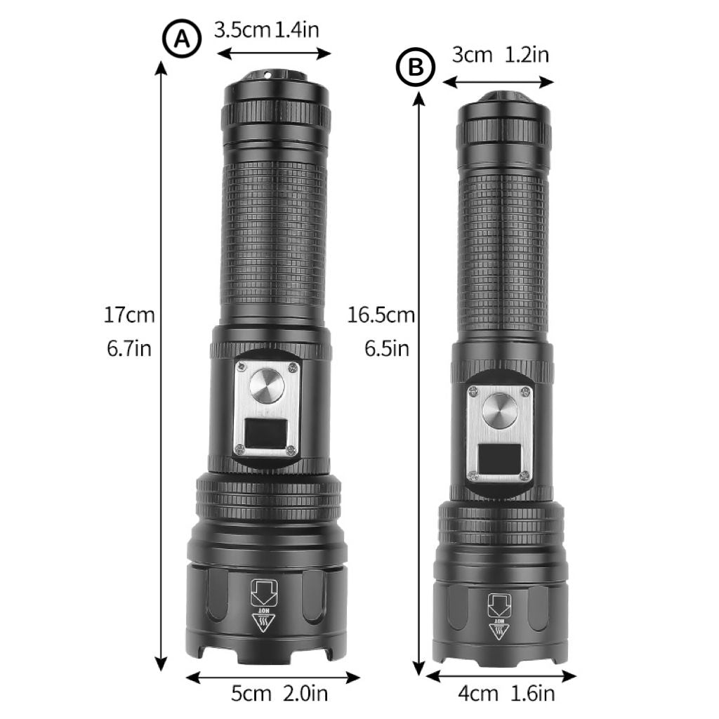 Lampe Torche LED Haute Puissance – Longue Portée & Affichage Intelligent