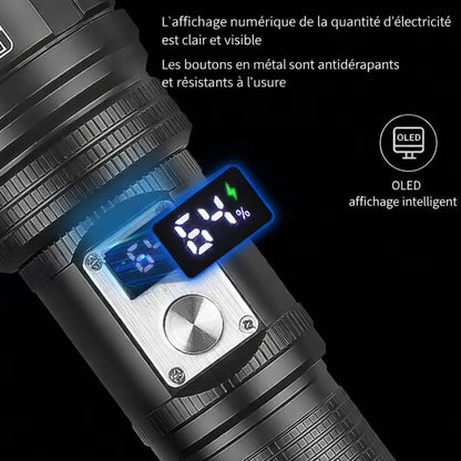 Lampe Torche LED Haute Puissance – Longue Portée & Affichage Intelligent