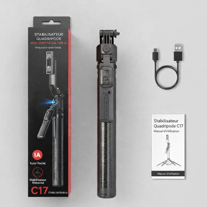 Stabilisateur IA 360° avec Suivi Automatique – Trépied Extensible 64