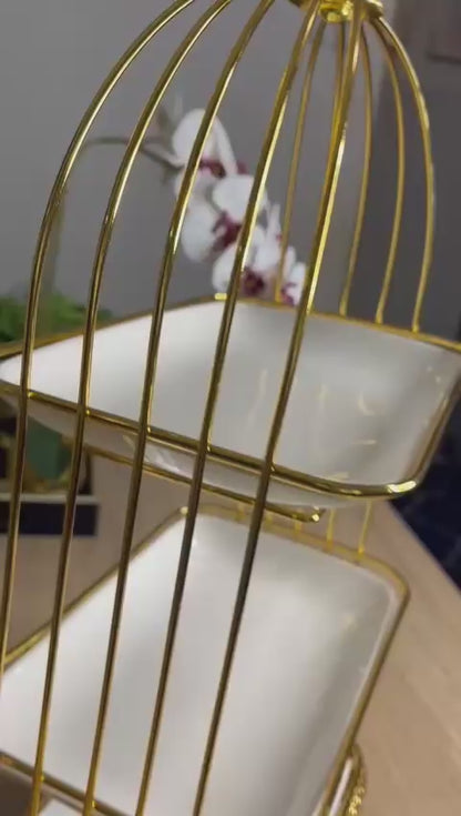 Présentoir à Dessert en Forme de Cage à Oiseaux – Élégant et Raffiné pour Tous Événements